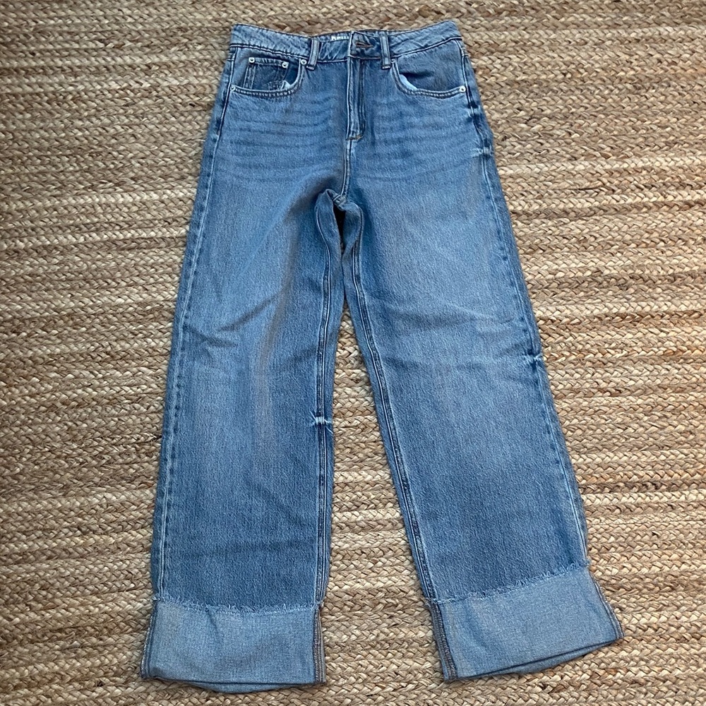 Medium Wash Wide Cuff Denim Jeans